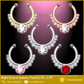 Or, argent, Rose or Clip sur Septum bijoux Tribal corps